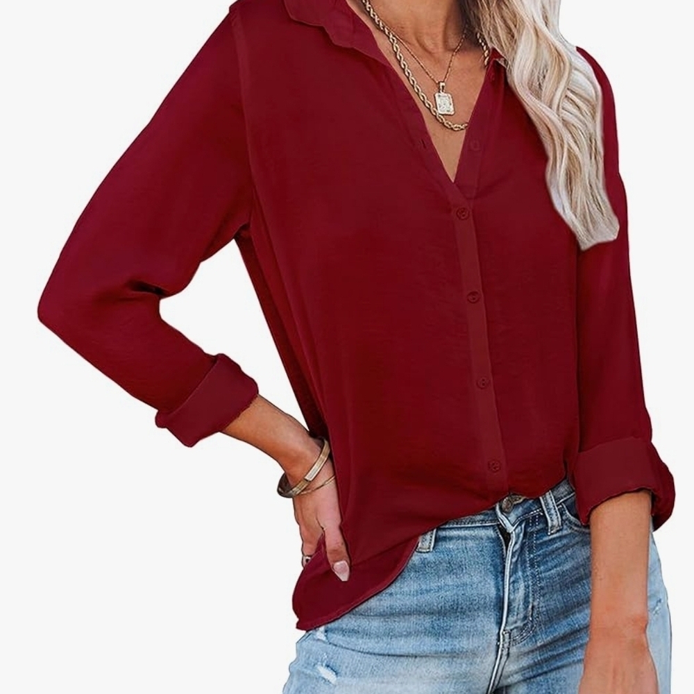 Elegant Burgundy Women's Blouse